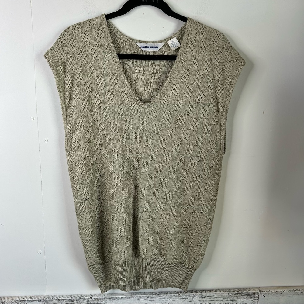 VINTAGE JEAN PAUL GERMAIN Academia Silk Unisex Oversized V-Neck Sweater Vest